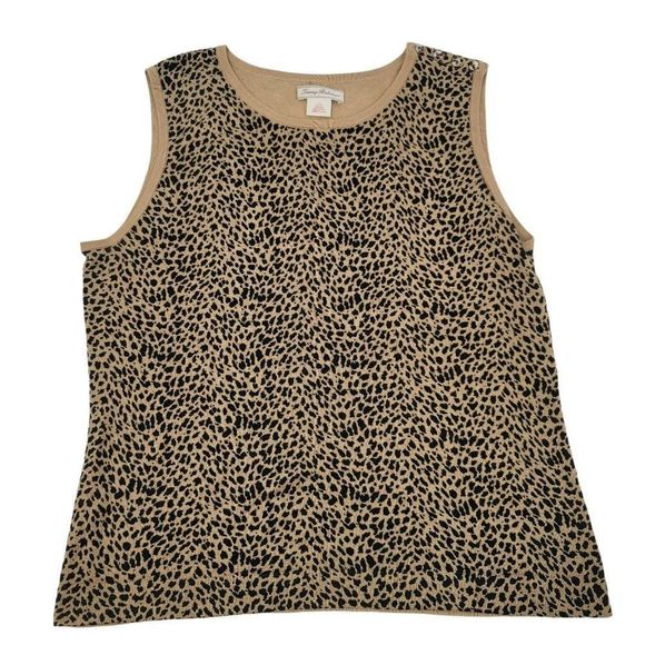 Tommy Bahama Tops - Tommy Bahama Womens Medium Silk Knit Top Leopard Print Sleeveless Shell Tank